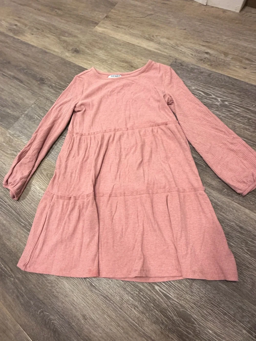 Old Navy Girls Long-Sleeve Tiered Dresses - Pink & Dark Green